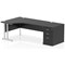 Impulse 1800mm Corner Desk with 800mm Desk High Pedestal, Left Hand, Silver Cantilever Leg, Black