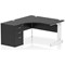 Impulse 1400mm Corner Desk with 600mm Desk High Pedestal, Left Hand, White Cable Managed Leg, Black