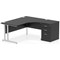 Impulse 1600mm Corner Desk with 600mm Desk High Pedestal, Right Hand, Silver Cantilever Leg, Black