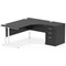 Impulse 1600mm Corner Desk with 600mm Desk High Pedestal, Right Hand, White Cantilever Leg, Black
