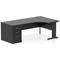 Impulse 1600mm Corner Desk, Right Hand, Black Cable Managed Leg, Black, With 800mm Deep Desk High Pedestal