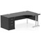 Impulse 1600mm Corner Desk with 800mm Desk High Pedestal, Right Hand, Silver Cantilever Leg, Black