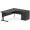Impulse 1800mm Corner Desk with 600mm Desk High Pedestal, Right Hand, Black Cantilever Leg, Black