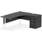 Impulse 1800mm Corner Desk with 600mm Desk High Pedestal, Right Hand, White Cantilever Leg, Black