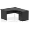 Impulse 1400mm Corner Desk with 600mm Desk High Pedestal, Right Hand, Panel End Leg, Black