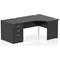 Impulse 1400mm Corner Desk with 800mm Desk High Pedestal, Right Hand, Panel End Leg, Black