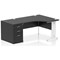 Impulse 1400mm Corner Desk with 800mm Desk High Pedestal, Right Hand, White Cable Managed Leg, Black