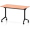 Impulse Plus Slim Flip Rectangular Table, 1200mm Wide, Black Foot, Beech
