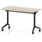 Impulse Plus Slim Flip Rectangular Table, 1200mm Wide, Black Foot, Grey Oak