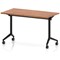 Impulse Plus Slim Flip Rectangular Table, 1200mm Wide, Black Foot, Walnut