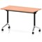 Impulse Plus Slim Flip Rectangular Table, 1200mm Wide, Chrome Foot, Beech