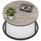 Impulse 800mm Round Coffee Table With Metal Frame Grey Oak Top Black Leg