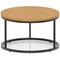 Impulse 800mm Round Coffee Table With Metal Frame Oak Top Black Leg