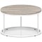 Impulse 800mm Round Coffee Table With Metal Frame Grey Oak Top White Leg