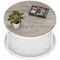 Impulse 800mm Round Coffee Table With Metal Frame Grey Oak Top White Leg