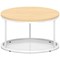 Impulse 800mm Round Coffee Table With Metal Frame Maple Top White Leg