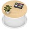 Impulse 800mm Round Coffee Table With Metal Frame Maple Top White Leg