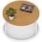 Impulse 800mm Round Coffee Table With Metal Frame Oak Top White Leg