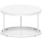 Impulse 800mm Round Coffee Table With Metal Frame White Top White Leg