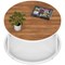 Impulse 800mm Round Coffee Table With Metal Frame Walnut Top White Leg