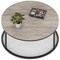 Impulse 1000mm Round Coffee Table With Metal Frame Grey Oak Top Black Leg