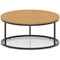 Impulse 1000mm Round Coffee Table With Metal Frame Oak Top Black Leg