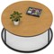 Impulse 1000mm Round Coffee Table With Metal Frame Oak Top Black Leg