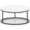Impulse 1000mm Round Coffee Table With Metal Frame White Top Black Leg