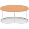 Impulse 1000mm Round Coffee Table With Metal Frame Beech Top White Leg