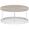 Impulse 1000mm Round Coffee Table With Metal Frame Grey Oak Top White Leg