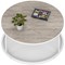 Impulse 1000mm Round Coffee Table With Metal Frame Grey Oak Top White Leg