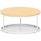 Impulse 1000mm Round Coffee Table With Metal Frame Maple Top White Leg