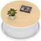 Impulse 1000mm Round Coffee Table With Metal Frame Maple Top White Leg