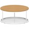 Impulse 1000mm Round Coffee Table With Metal Frame Oak Top White Leg