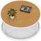 Impulse 1000mm Round Coffee Table With Metal Frame Oak Top White Leg