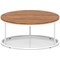 Impulse 1000mm Round Coffee Table With Metal Frame Walnut Top White Leg