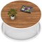 Impulse 1000mm Round Coffee Table With Metal Frame Walnut Top White Leg