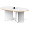 Impulse Volta 1800mm Boardroom Table With Black Pop-up Power Module White Top With Natural Wood Edge Arrowhead Leg