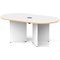 Impulse Volta 1800mm Boardroom Table With Black Pop-up Power Module White Top With Natural Wood Edge Arrowhead Leg