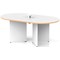 Impulse Volta 1800mm Boardroom Table With White Pop-up Power Module White Top With Natural Wood Edge Arrowhead Leg