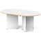 Impulse Volta 1800mm Boardroom Table With White Pop-up Power Module White Top With Natural Wood Edge Arrowhead Leg