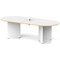 Impulse Volta 2400mm Boardroom Table With White Pop-up Power Module White Top With Natural Wood Edge Arrowhead Leg