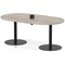 Italia Volta 1800mm Poseur Boardroom Table With Pop-up Power Module Grey Oak Top 720mm High Black Leg