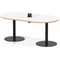Italia Volta 1800mm Poseur Boardroom Table With Pop-up Power Module White Top Natural Wood Edge 720mm High Black Leg