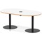 Italia Volta 1800mm Poseur Boardroom Table With Pop-up Power Module White Top Natural Wood Edge 720mm High Black Leg
