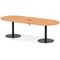Italia Volta 2400mm Poseur Boardroom Table With Pop-up Power Module Beech Top 720mm High Black Leg