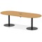 Italia Volta 2400mm Poseur Boardroom Table With Pop-up Power Module Oak Top 720mm High Black Leg