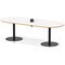 Italia Volta 2400mm Poseur Boardroom Table With Pop-up Power Module White Top Natural Wood Edge 720mm High Black Leg