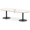Italia Volta 2400mm Poseur Boardroom Table With Pop-up Power Module White Top Natural Wood Edge 720mm High Black Leg