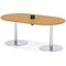 Italia Volta 1800mm Poseur Boardroom Table With Pop-up Power Module Oak Top 720mm High Silver Leg